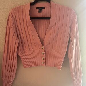 Forever 21 Blush Ribbed Knit Cardigan